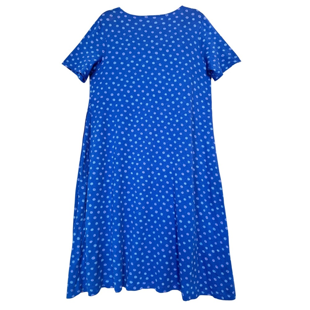 Gudrun Sjoden Dress Midi M Slub Organic Cotton A-Line Pockets Dot Blue Lagenlook - Picture 12 of 15